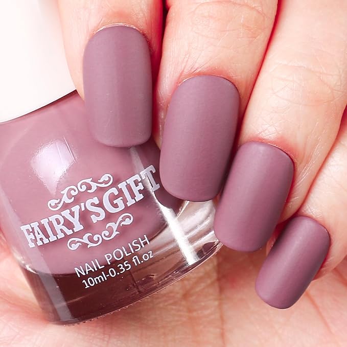 Matte Nail Polish Quick Dry Nail Lacquer for Nail Art Varnish, Mist Effect Matte Finish Velvet Nail Polish, 0.35 fl oz (Glamour Purple-24, 10 ML)