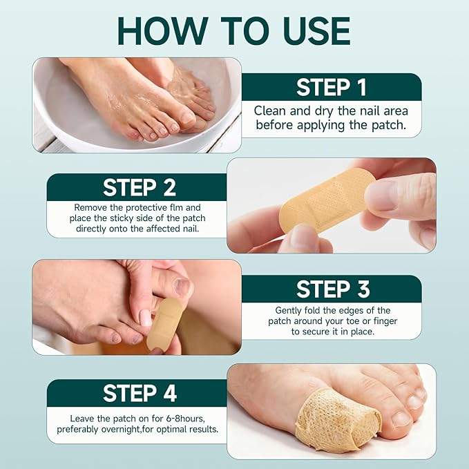 32 Pcs Fungal Nail Patches, Toenail Fungus Treatment Extra Strong Formula, Nail Repair for Damaged Nails, Overnight Renewal for Men and Women