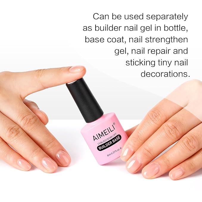 AIMEILI Builder Nail Gel, Hema Free, Cruelty Free, Vegan, Nail Strengthener Enhancement Building Rubber Base Coat for Manicure - BD1025