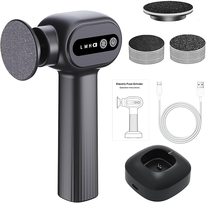 Rechargeable Electric Callus Remover for Feet - Replaceable Sandpaper Professional Foot Grinder 6 Speeds Adjustable Foot Sander, Cordless Electric Foot File Pedicure Tools for Dead Skin, Cracked Heels