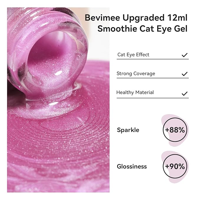 Cat Eye Gel Polish Moonlight 12ML, Magnetic Cateye Shiny Holographic Nail Polish for Nail Art 1PCS