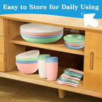 wheat straw bowls, cups and cutlery sets 28 pcs - Image 7