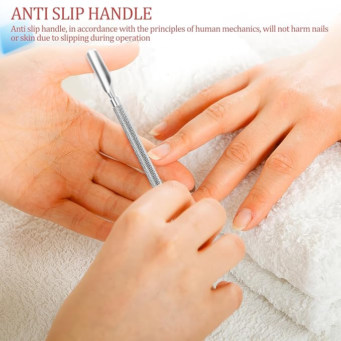 Cuticle Pusher Nail Polish Remover 2-in-1 Cuticle Trimmer Nail Care Tool Cuticle Pusher with 2 Ends Stainless Steel Manicure Tool (Pointed end)