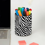 Leather Pen Holder for Desk, Zebra Print Pencil Cup Pen Organizer Makeup Brush - Image 5