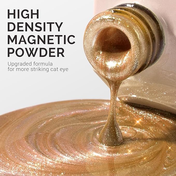 MelodySusie Jeweliver Cat Eye Gel Nail Polish, 0.5 Fl Oz Gold Glitter Holographic Magnetic With Magnet, UV for Nail Art Manicure Salon DIY at Home-C09