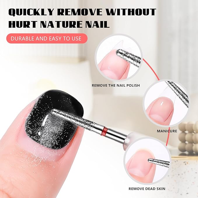 Nail Drill Bits, Diamond Cuticle Drill Bits for Electric Nail File, Cuticle Bits, Diamond Manicure Bits, Brocas para Drill Nails, 3/32 inch 30PCS Kit