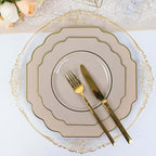 Taupe Hard Plastic Dinner Plates, 50 Pack 11" Disposable Round Baroque Plates - Image 2