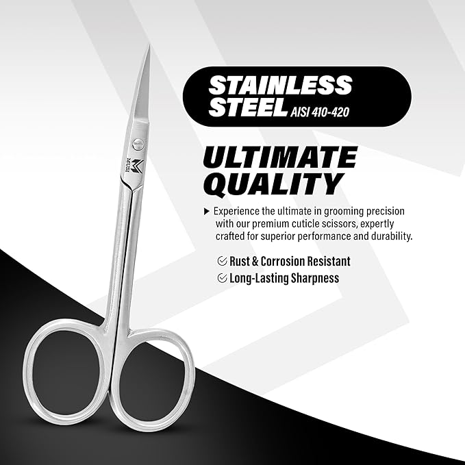 Cuticle Trimmer – 2PCs Professional Stainless Steel Cuticle Nipper and Fine Curved Nail Scissors for Men and Women – Precision Cuticle Cutter – Manicure Clipper Tools for Fingernails and Toenails