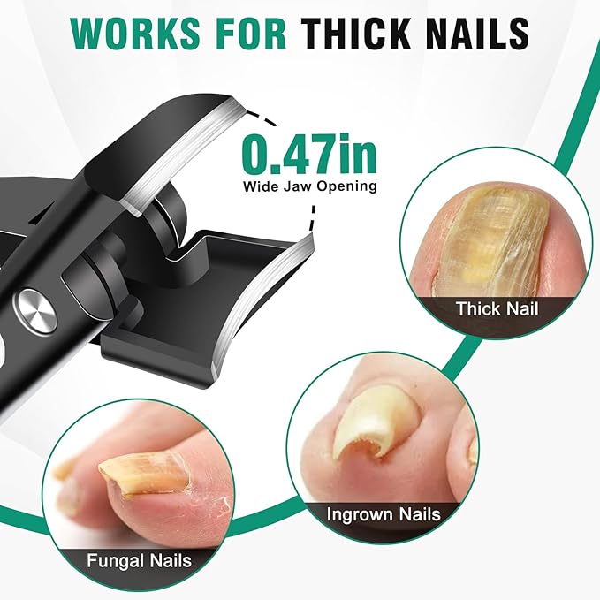 Nail Clippers for Men with Catcher, Large Wide Opening Toenail Clippers for Seniors Thick Toenails, Heavy Duty Sharp Stainless Steel Toe Nail Clippers with Long Handle Gifts for Men Women
