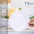 U-QE 100 Count White Plastic Plates - Image 2