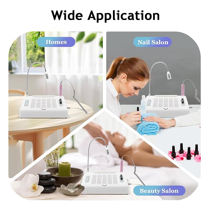 Nail Dust Collector | Vacuum Multifunction Nail-Care Art Machine, Professional 30000PRM Electric Nail Drill Machine with Bits and Sanding Bands, 48W/96W UV LED Lamp