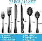 72 Pcs Black Silverware Set - Image 2