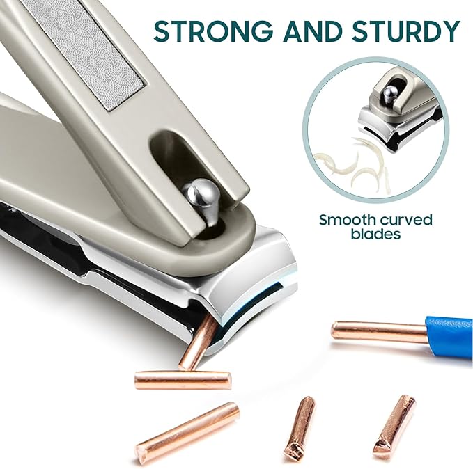 Nail Clippers for Seniors, 360 Degree Rotary Fingernail and Toenail Clippers with Long Handle Ultra Sharp Sturdy Stainless Steel Heavy Duty Large Toe Nail Clippers with Catcher for Men Women
