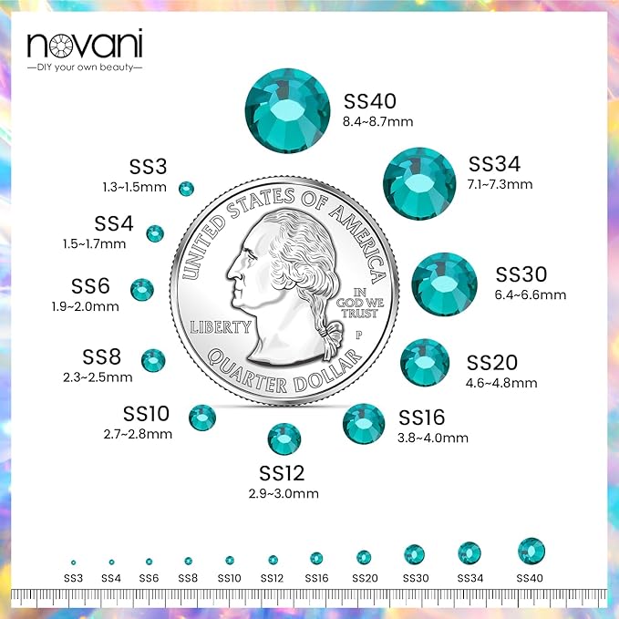 Novani Rhinestones 3000Pcs Flatback Crystal Round Loose Gemstones Glass Rhinestones for Crafts Makeup Nail Art Clothes Shoes DIY Decorations(SS10, 2.7-2.9mm,Green Zircon)