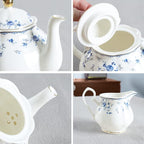 fanquare 15 Piece Blue Rose Porcelain Tea Set, British Floral Teapot - Image 2
