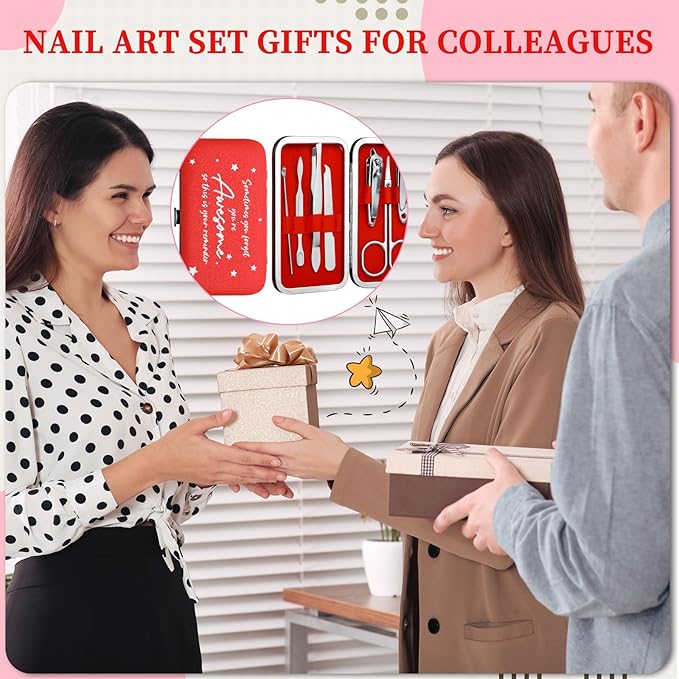 24 Set Manicure Kit Bulk Steel Nail Clippers 7 in 1 Stainless Grooming Nail Kit Christmas Appreciation Gift Bulk Professional Pedicure Tool for Adults Women Men Employee Personal Care(Red)