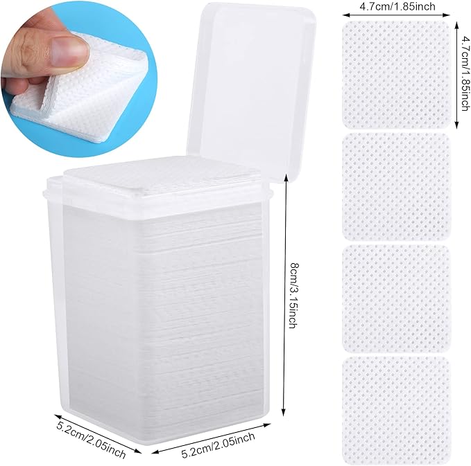 400 Pieces Nail Cotton Pads,1 Pull-Down Pump Dispenser Bottle,Super Absorbent Soft Non-Woven Eyelash Glue Wipes,Nail Polish dehumidifier for Eyelash Extension Products and Nail Oil Bottle(Pink White)