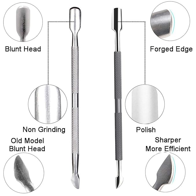 Ejiubas Cuticle Trimmer with Cuticle Pusher Cuticle Nipper Professional Grade Stainless Steel Cuticle Remover Cutter Clipper Durable Pedicure Manicure Tools (Grey)
