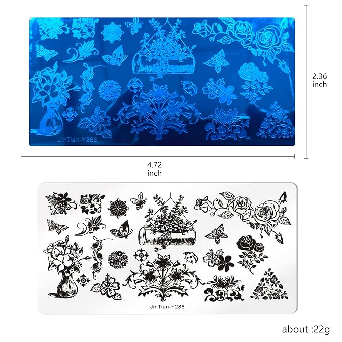 LoveOurHome Nail Stamping Plate Kit Letter Butterfly Lace Geometry Floral Fingernails Template Stencil Stamps Plate Silicone Stamper Scraper Manicure Design Tools Set (Letter)