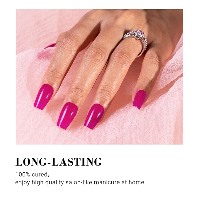 MelodySusie 30PCS Semi Cured Gel Nail Strips, Hot Pink, Works with Any Nail Lamps, Salon Quality, Long Lasting, Easy to Apply, Includes 2 Prep Pads, Nail File and Wooden Stick