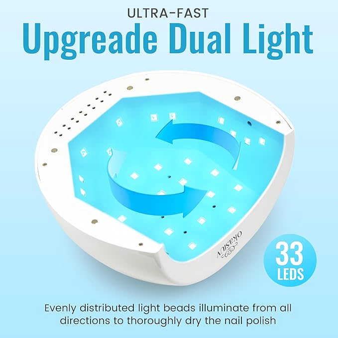 Diamond Gel Nail Lamp - Rechargeable UV LED, Touch Control, 3 Speed Settings, Fast Drying for All Gel Polishes, Compact Design (Sky Blue)
