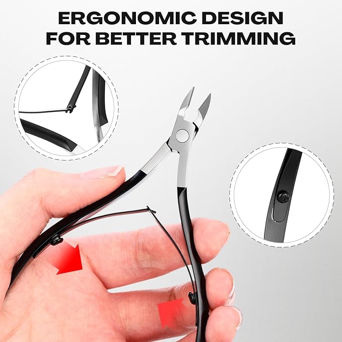 Chumia 20 Pcs Cuticle Trimmer Stainless Steel Cuticle Nippers, Nail Edge Cutter Clippers Dead Skin Trimmer Pointed Pedicure Manicure Nipper Remover Care Tools Bulk for Fingernails Toenails (Black)