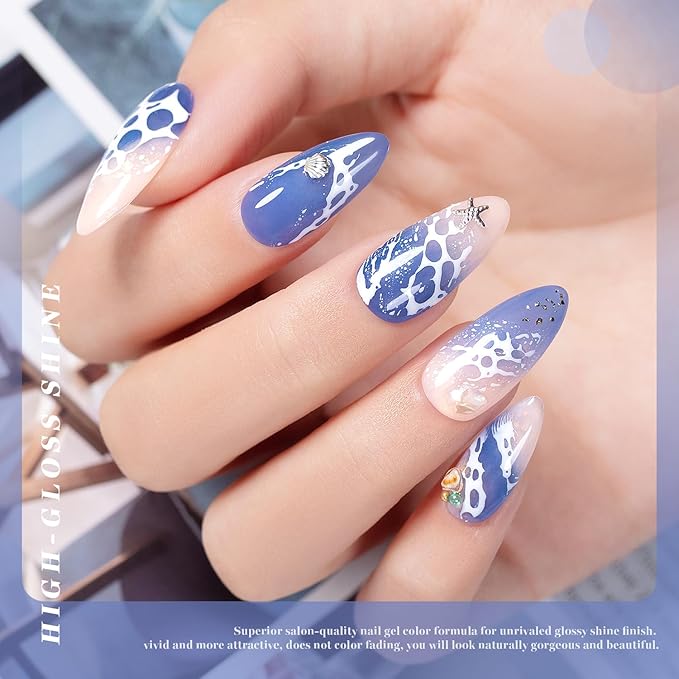 RARJSM Nail Art Poke Gel Nail Polish Set 6pcs Cracked Hole Clear Black White Pink Blue Yellow Poke Crackle Comic Grid Textures Effect Painted Drawing Wave Gelpolish Curing Need Home Salon DIY Design
