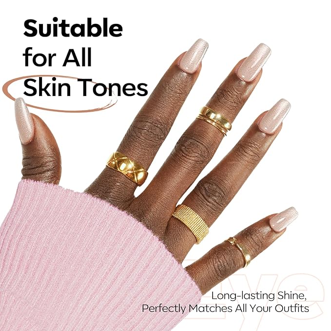 modelones Cat Eye Gel Nail Polish, 15 ML Silver Nude Glitter Holographic Glass Cat Eye Summer Jelly Shimmer Reflective Translucent U v Gel Magnetic Nail Polish Top Coat for Women Girl