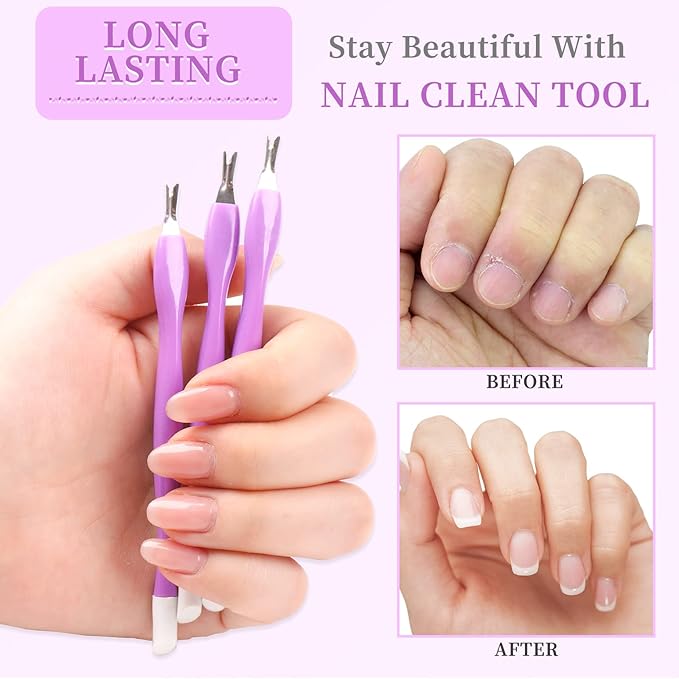 50Pcs Nail Cuticle Trimmer Rubber Nail Cleaner, Plastic Handle Cuticle Knife, Double End Nail Dead Skin Fork Cuticle Pusher Bulk Nail Art Cuticle Remover Tools for Girls Women and Men-Purple…
