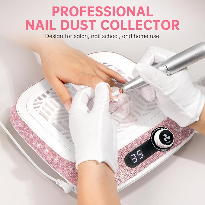 Cordless Nail Dust Collector,Rechargeable Dust Collector Nail Tech with Reusable Filter,Compact Vacuum Fan Dust Collector Manicure Pedicure Tool for Acrylic Nail Polishing,Salon&Home