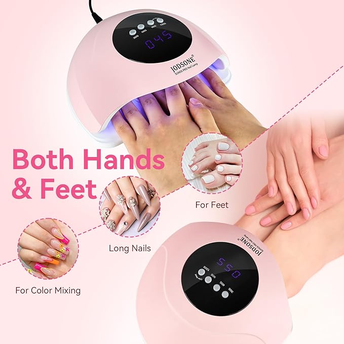 JODSONE Quick U V LED Nail Lamp with 4 Timer Settings Auto Sensor Nail Dryer Pink