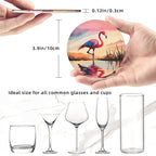 6 Pcs Pink Cute Flamingo Modern Art Boho Leather Coasters - Image 8
