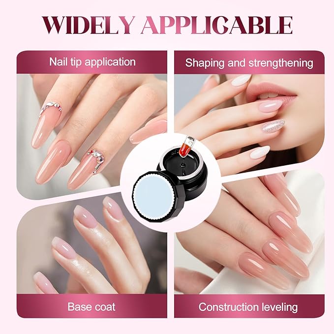 2-In-1 Self-Leveling Nail Gel for Builder, Multi-Purpose Nail Repair Gel for Damaged Nails, Cracked Nail Repair Kit for Split Nails, Easy & Quick to Fix Strengthening Broken Nails for Women (1pc)