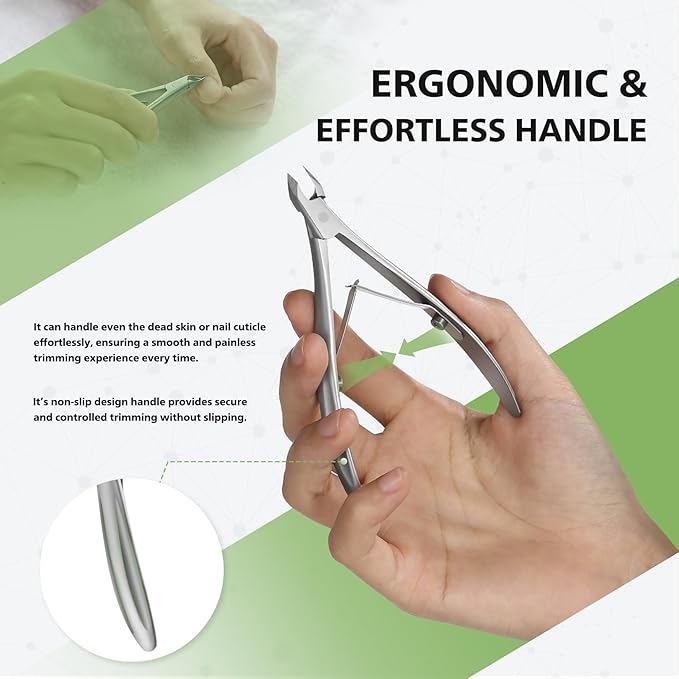 Half Jaw Salon Grade Cuticle Cutters – BALUCA Ergonomic Arch Handle Cuticle Clippers, Precision Stainless Steel Nail Cuticle Trimmer with Comfortable Grip, Perfect for Manicure & Pedicure