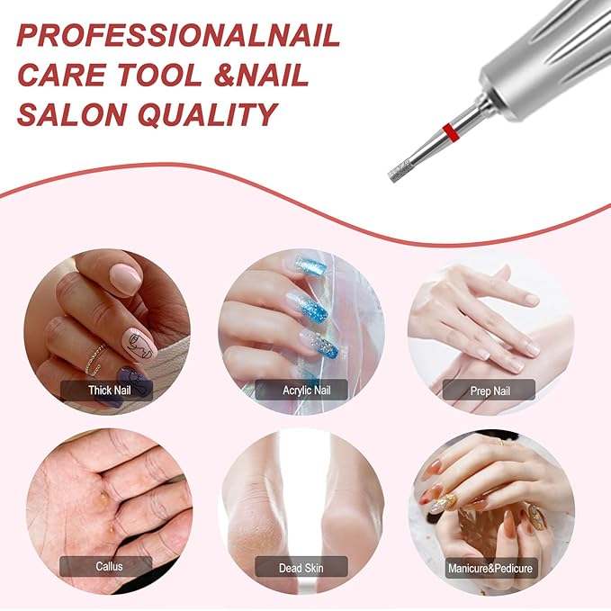 Small Cuticle Nail Drill Bit, Safety Carbide Diamond Cuticle Remover Drill Bit Under Nail Cleaner Dead Skin Nail Prepare 3/32" For Electric Nail File Manicure Pedicure Polishing (Fine)