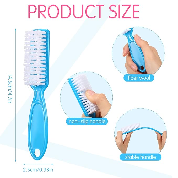 Patelai 30 Pcs Nail Scrubber Brushes Bulk Handle Grip Manicure Brushes for Cleaning Fingernails Pedicure Cleaning Brush for Toes and Fingernail Cleaning(Solid Colors)