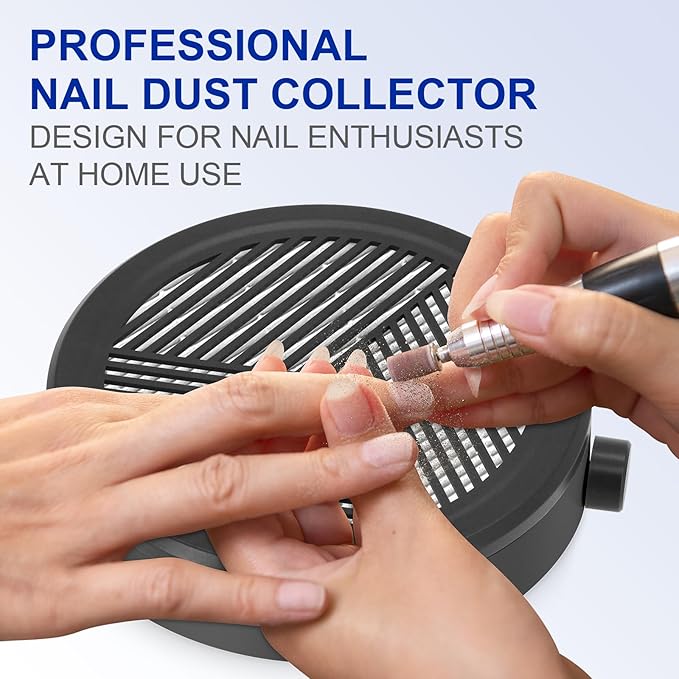 Small Nail Dust Collector Adjustable Speed Nail Vacuum Dust Collector for Nail Tech Acrylic Nail Dip Powder Removal Manicure Dust Extractor Nails Duster Fan, Black