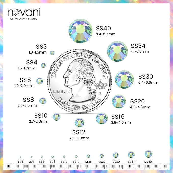 Novani Rhinestones 3000Pcs Flatback Crystal Round Loose Gemstones Glass Rhinestones for Crafts Makeup Nail Art Clothes Shoes DIY Decorations(SS10, 2.7-2.9mm,Light Green AB)