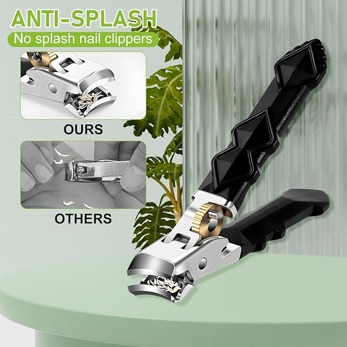 2pcs Toenail Clippers for Thick Toenails, Wide Jaw Opening Nail Clippers for Men, Heavy Duty Ingrown Toenail Clippers Nail Cutters, Ultra Sharp Slanted Nail Clippers with Long Handle