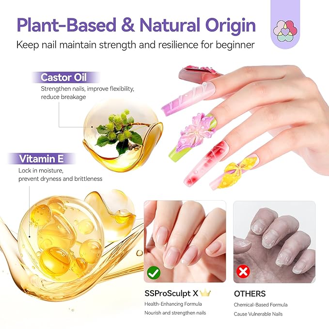 SAVILAND Sculpting Gel for Nail Art: 60 g Super Strong Solid Gel Builder 3D Gel Nail Art Clear Solid Sculpting Gels Non Sticky to Hands Extension Salon SSproSculpt X