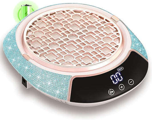 Cordless Nail Dust Collector,Portable Dust Collector Nail Tech with LED Display,Rechargeable Dust Suction Machine with Reusable Fillter for Acrylic Gel Polish,Salon & Home