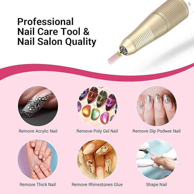 MelodySusie Ceramic Nail Drill Bits, 3/32'' Chamfer Flat Top Large Barrel Bits, Fast Remove Acrylic or Hard Gel, Nail Tool for Manicure Pedicure, Salon Home, Professional or Beginner, Pink, Extra Fine