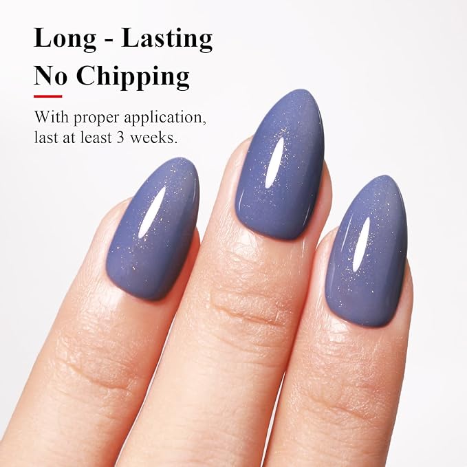 Imtiti Glitter Gel Nail Polish, 0.5 Fl Oz Blue Glitter Gel Polish Soak Off LED U V Gold Shimmer Sparkle Nail Gel Polish DIY Nail Art Starter Manicure Salon Gel Nail Polish Kit