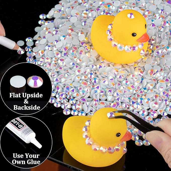 2000pcs 6mm Resin Rhinestones Bulk, White AB Flatback Round Jelly Rhinestones Bedazzling Non Hotfix Crystal Gems Large Quantity Wholesale for DIY Crafts Clothes Bottles Tumblers Face Makeup Manicure