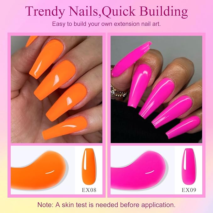MEET ACROSS Poly Nail Gel 10Pcs Nail Extension Gel Set and Nail Extension Starter Kit for Beginners Nail Art DIY Home Gifts for Women (SET-10, 10pcs)