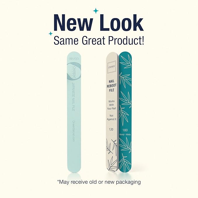 Onsen Secret Japanese Nail File - Professional 10-Pack Nail Files, Double Sided Natural & Acrylic Filers - 120/180 Grit - Disposable, Salon Smooth | Best Onsen File for Shiny Nails