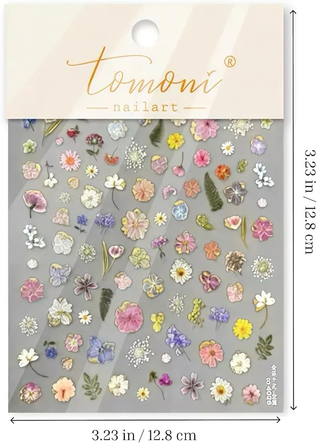 Summer Garden Nail Stickers 5D Embossed – Premium Salon-Quality Nail Charm Accessories, Easy Application & Self-Adhesive Summer Flower Sticker for DIY Manicure, Nail Art, Press on, Home or Salon Use