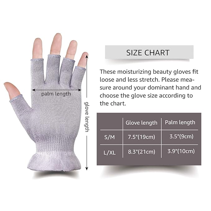 MIG4U 3 Pairs Fingerless Moisturizing Gloves, Half Finger Touchscreen Beauty Glove for Eczema, SPA, Dry Hands, Skin Treatment, Summer Sun UV Protection, Pale Purple S/M