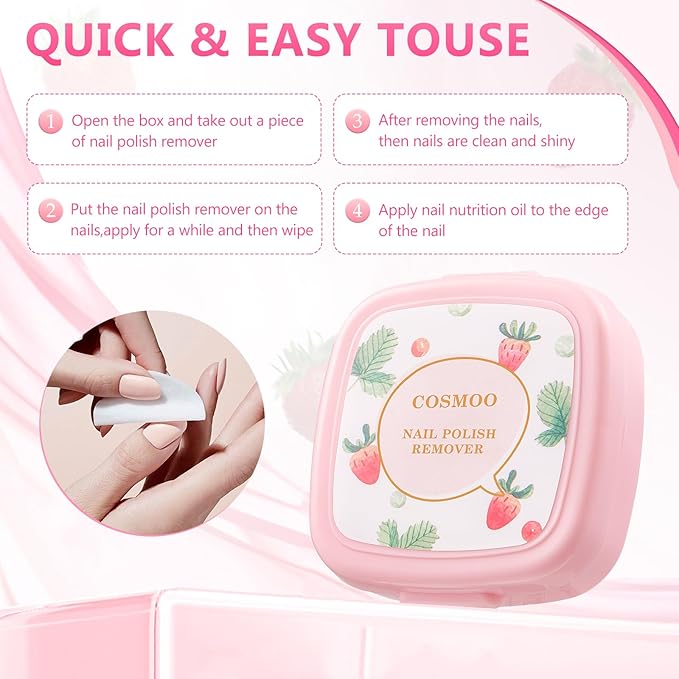 80PCS Nail Polish Remover Pads in Box, Easy to Carry Removal Lint Free Nail Polish Wipes for Natural Air-dried Water/Oil Based Nail Polish Wipe Pads (80pcs)