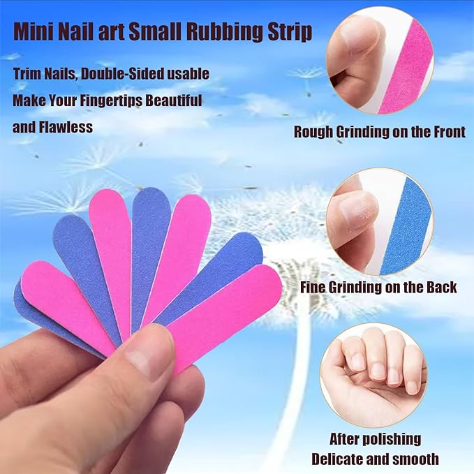Mini Nail Files Bulk, 100 Pack 2 Inches Disposable Double Sided Emery Boards Manicure Pedicure Tools(1002)